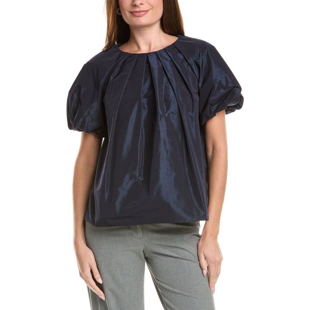 Lafayette 148 New York Womens Soft Pleated Puff Sleeve Blouse
